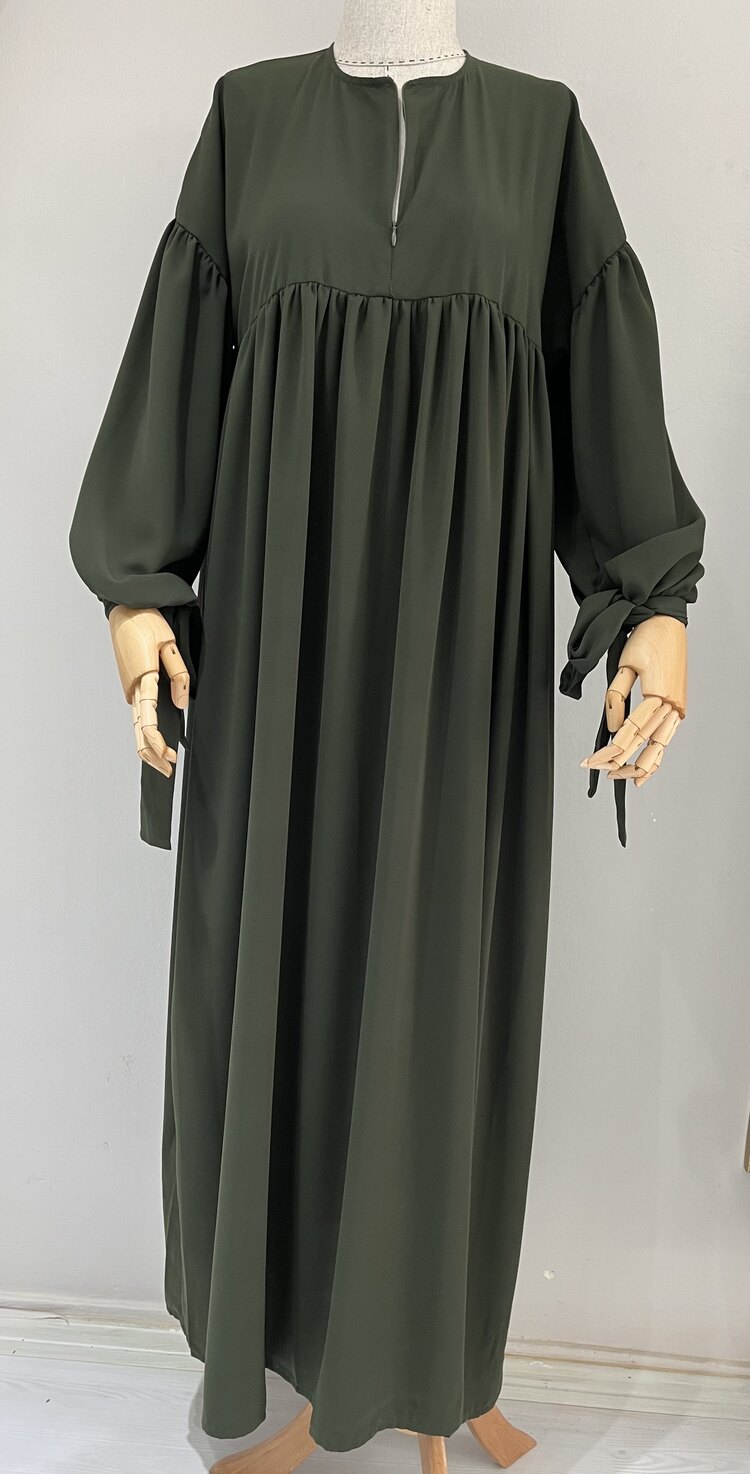 Haki Manşetli Abaya
