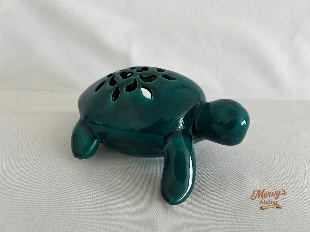 El Yapımı Seramik Kaplumbağa Mumluk & Buhurdanlık – Dekoratif Tealight Holder