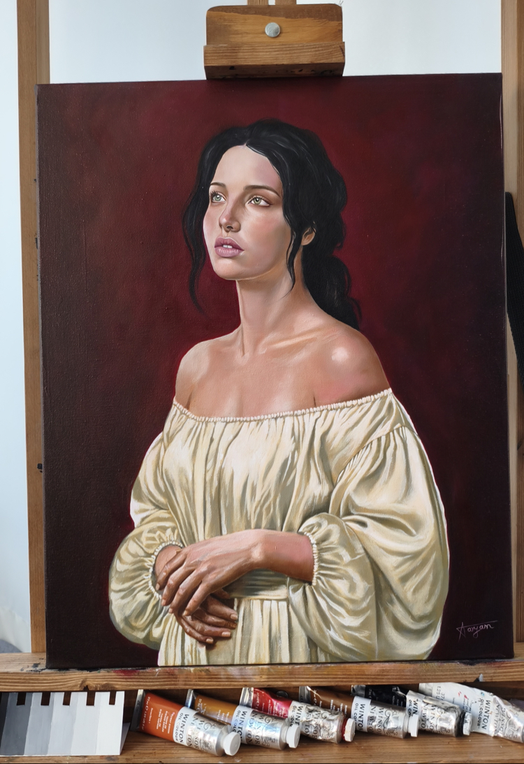 Umut | yağlı boya portre | el yapımı özel tasarım | 40x50 cm