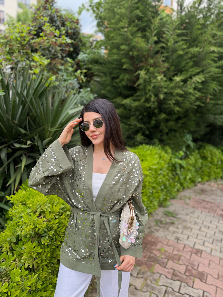 Keten payetli kimono