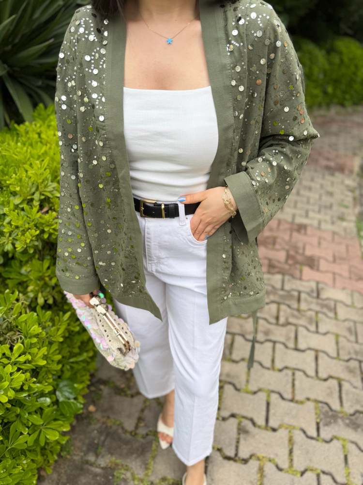 Keten payetli kimono