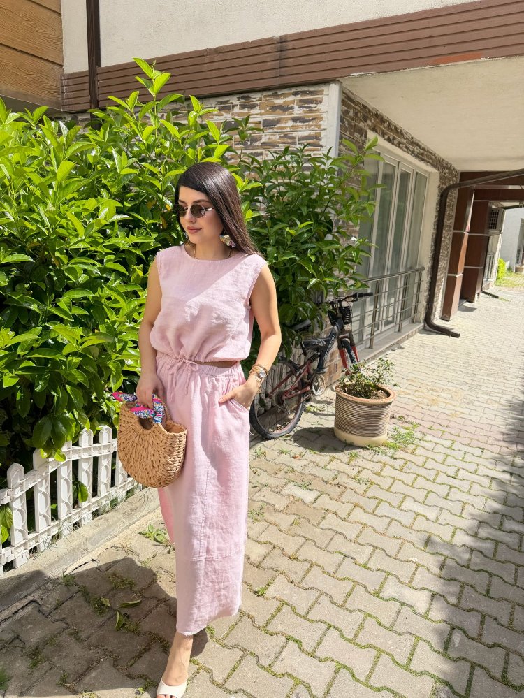 %100 ham keten takım pembe