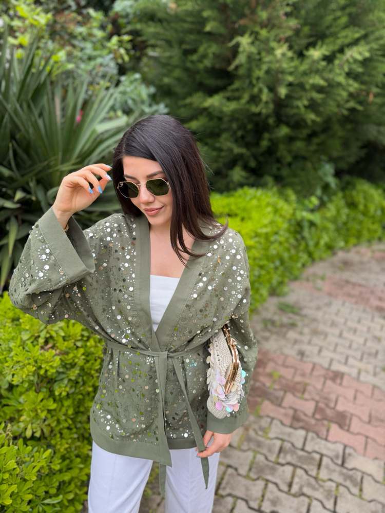 Keten payetli kimono