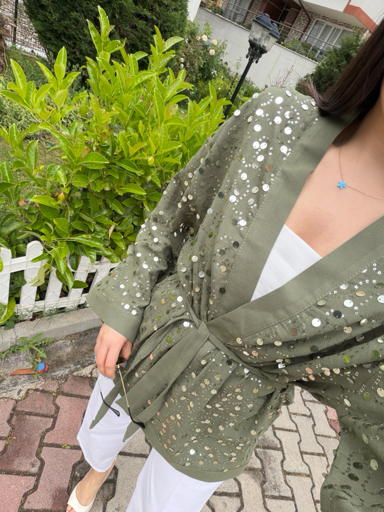 Keten payetli kimono
