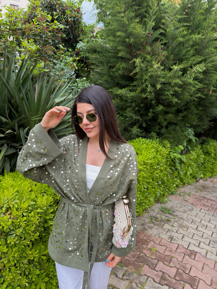 Keten payetli kimono