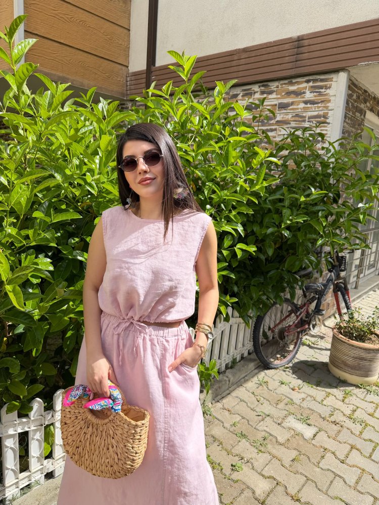 %100 ham keten takım pembe