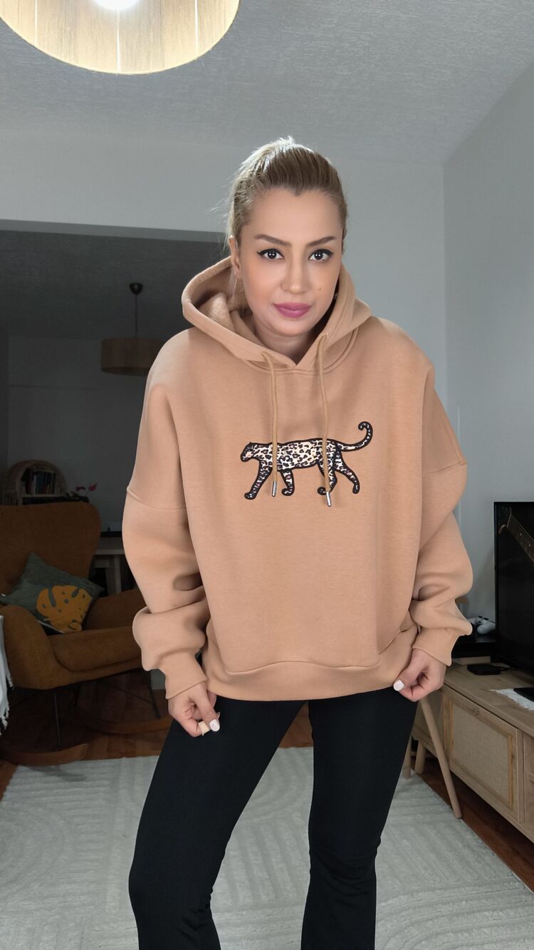 Leopar Nakışlı Sweatshirt 3 Renk