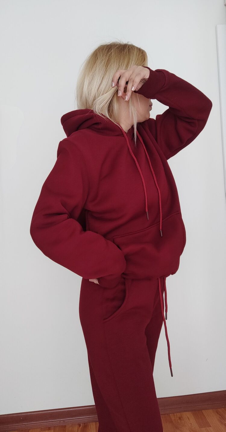 Bordo Hoodie Eşofman Takımı
