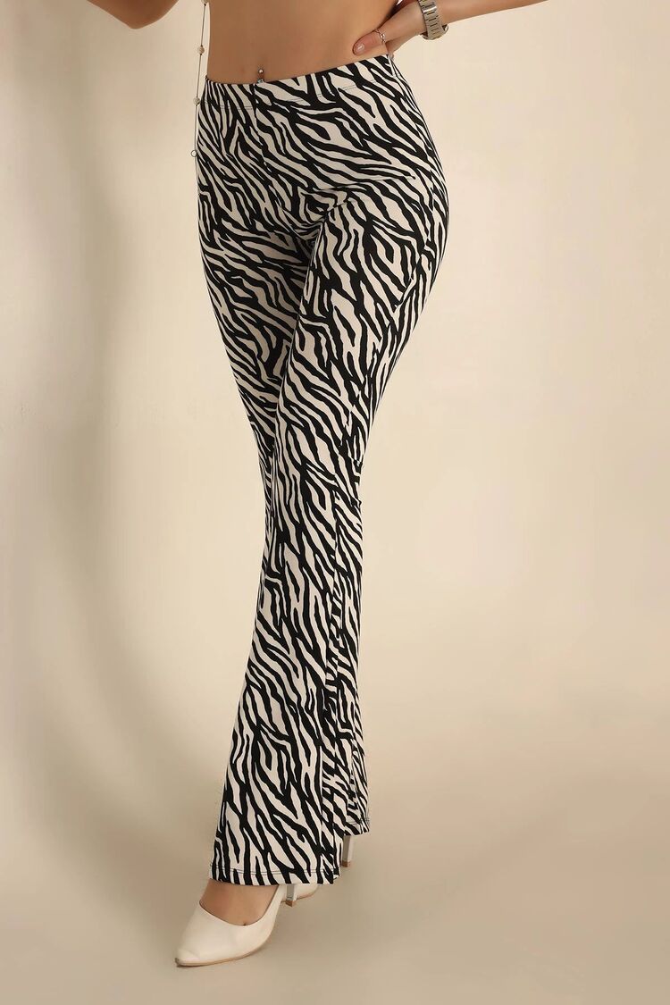 ZEBRA DESENLİ İSPANYOL PAÇA TAYT PANTOLON