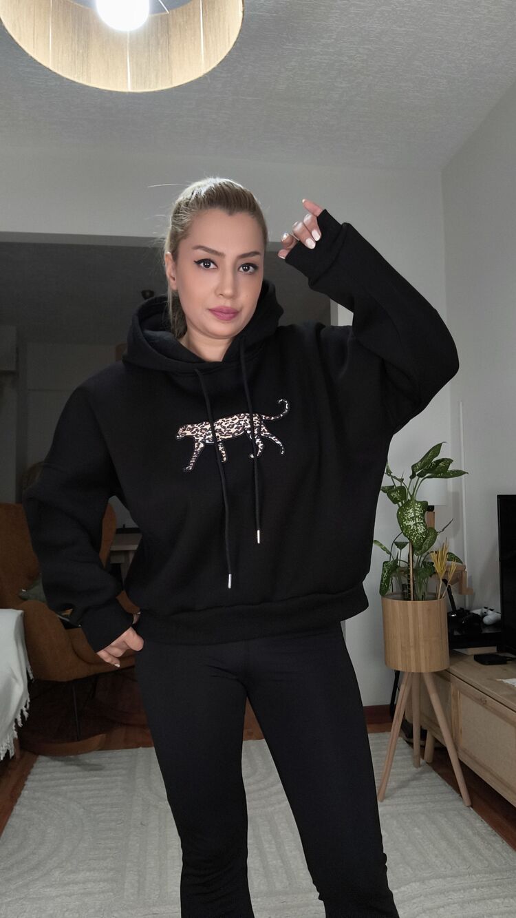 Leopar Nakışlı Sweatshirt 3 Renk