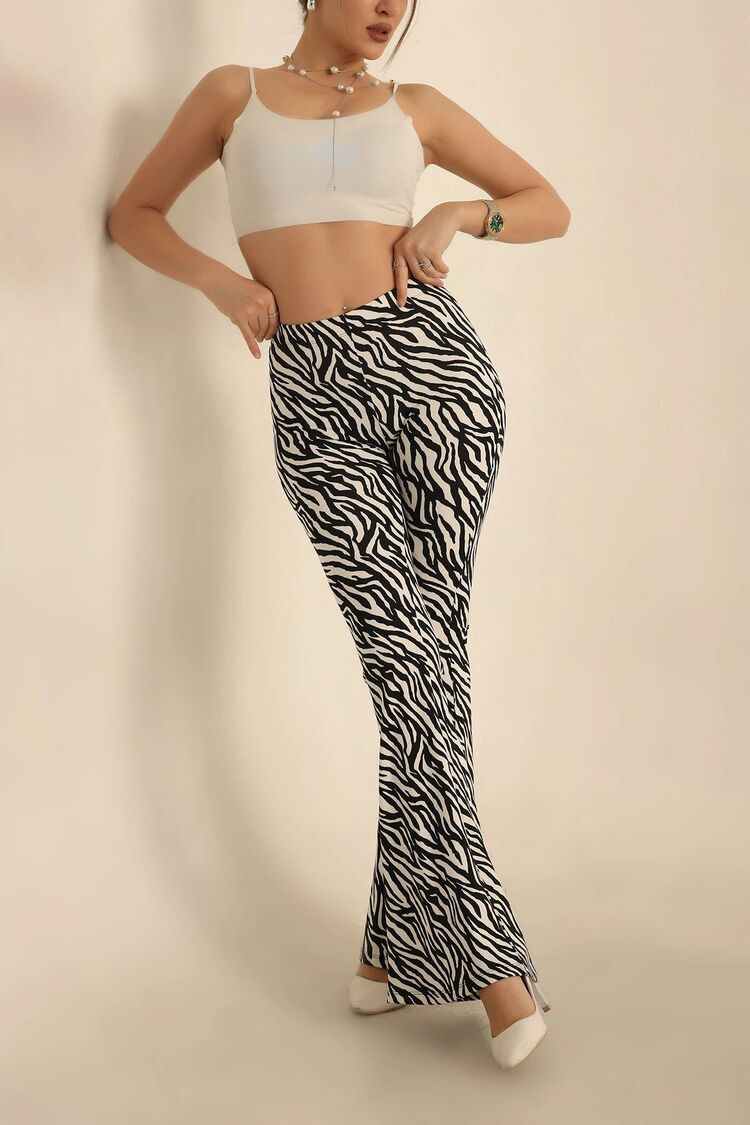 ZEBRA DESENLİ İSPANYOL PAÇA TAYT PANTOLON