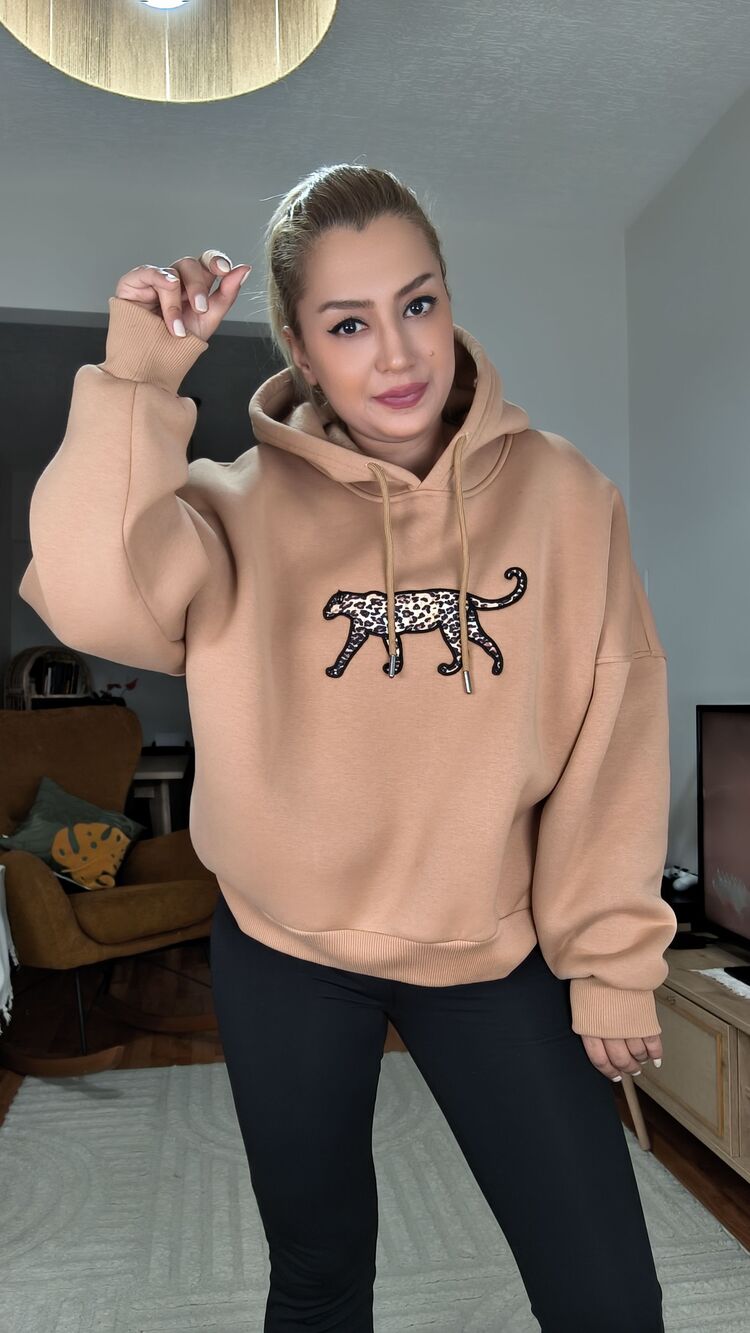 Leopar Nakışlı Sweatshirt 3 Renk
