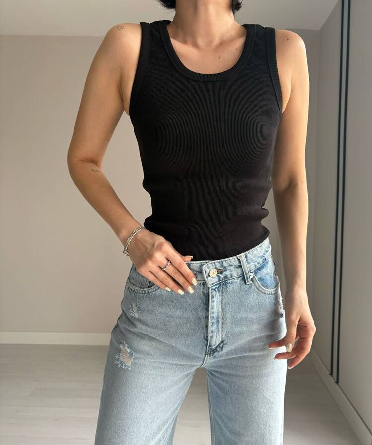 SIFIR KOL BASIC ATLET T-SHİRT %100PAMUK