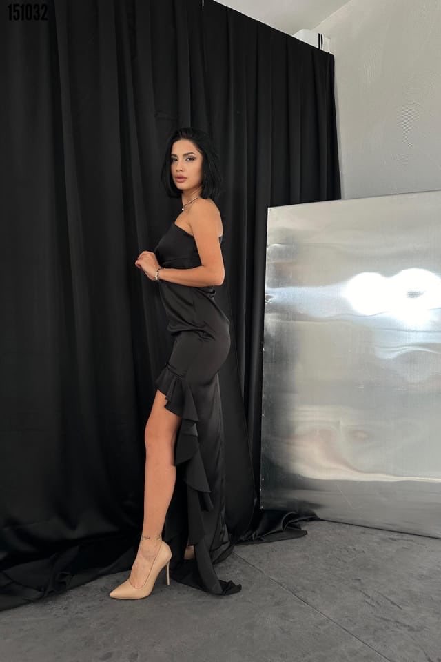 Volanlı Saten Abiye