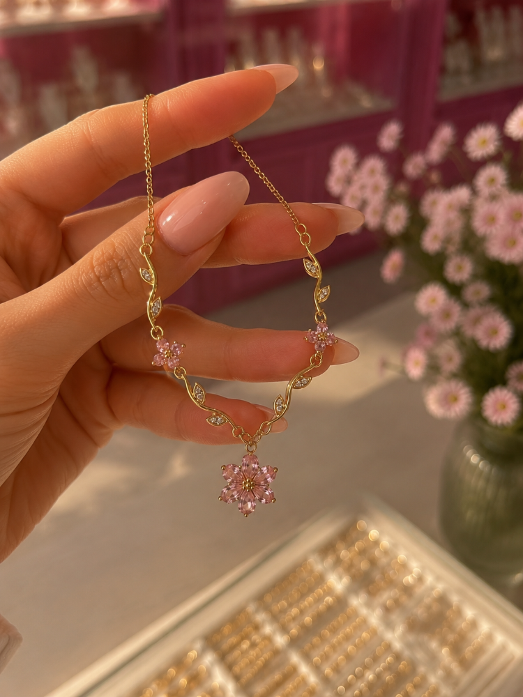Sakura Işıltısı Kolye