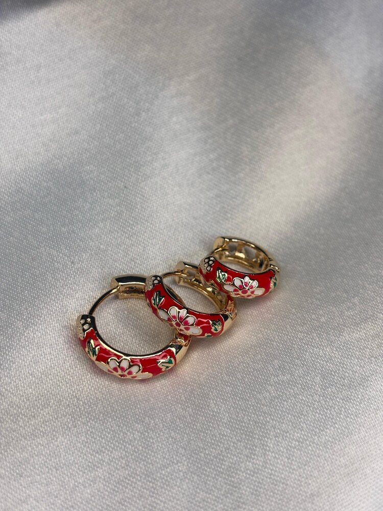 kırmızı desen küpe