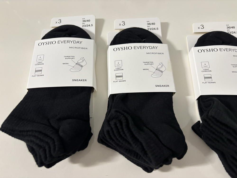12 çift Dikişsiz Siyah Oysho Everyday Microfiber Sneaker 