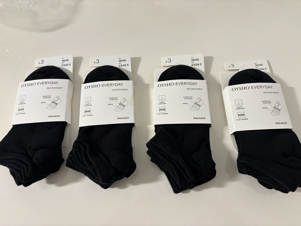 12 çift Dikişsiz Siyah Oysho Everyday Microfiber Sneaker 
