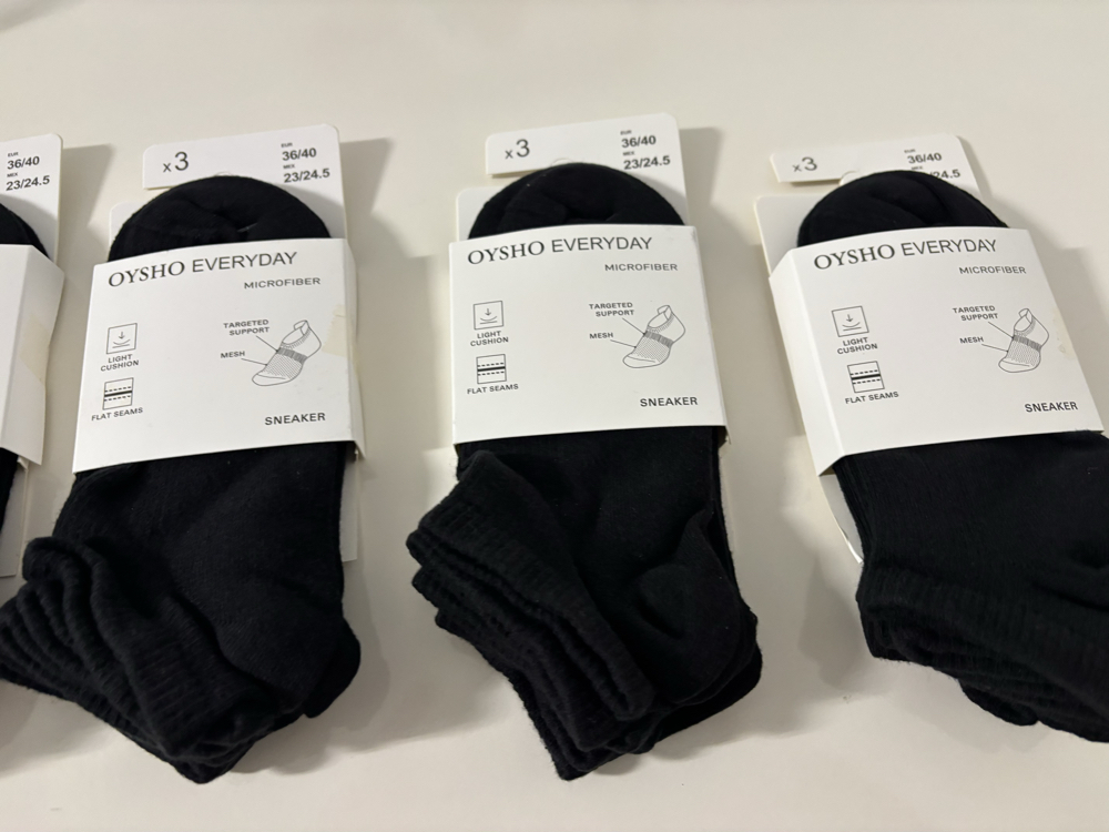 12 çift Dikişsiz Siyah Oysho Everyday Microfiber Sneaker 