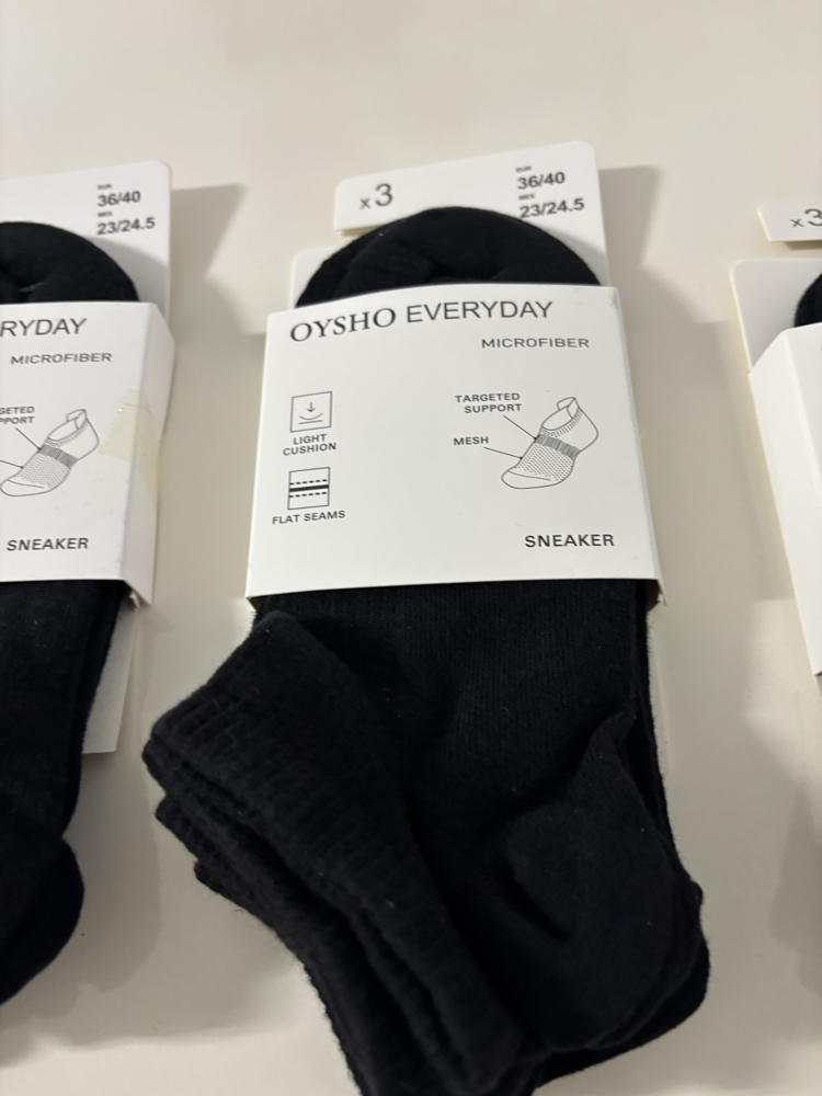 12 çift Dikişsiz Siyah Oysho Everyday Microfiber Sneaker 