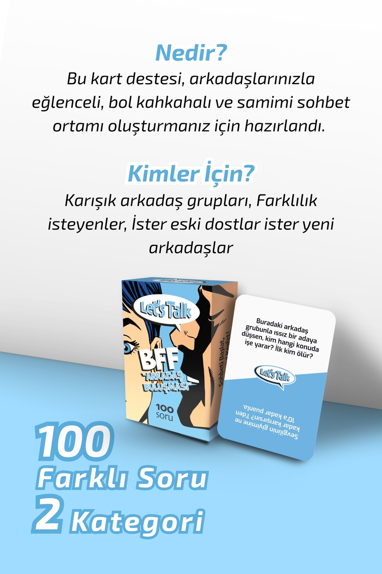 Bff Arkadaş Buluşması 100 Soru Eğlenceli Parti Yılbaşı Grup Kart Kutu Oyunu
