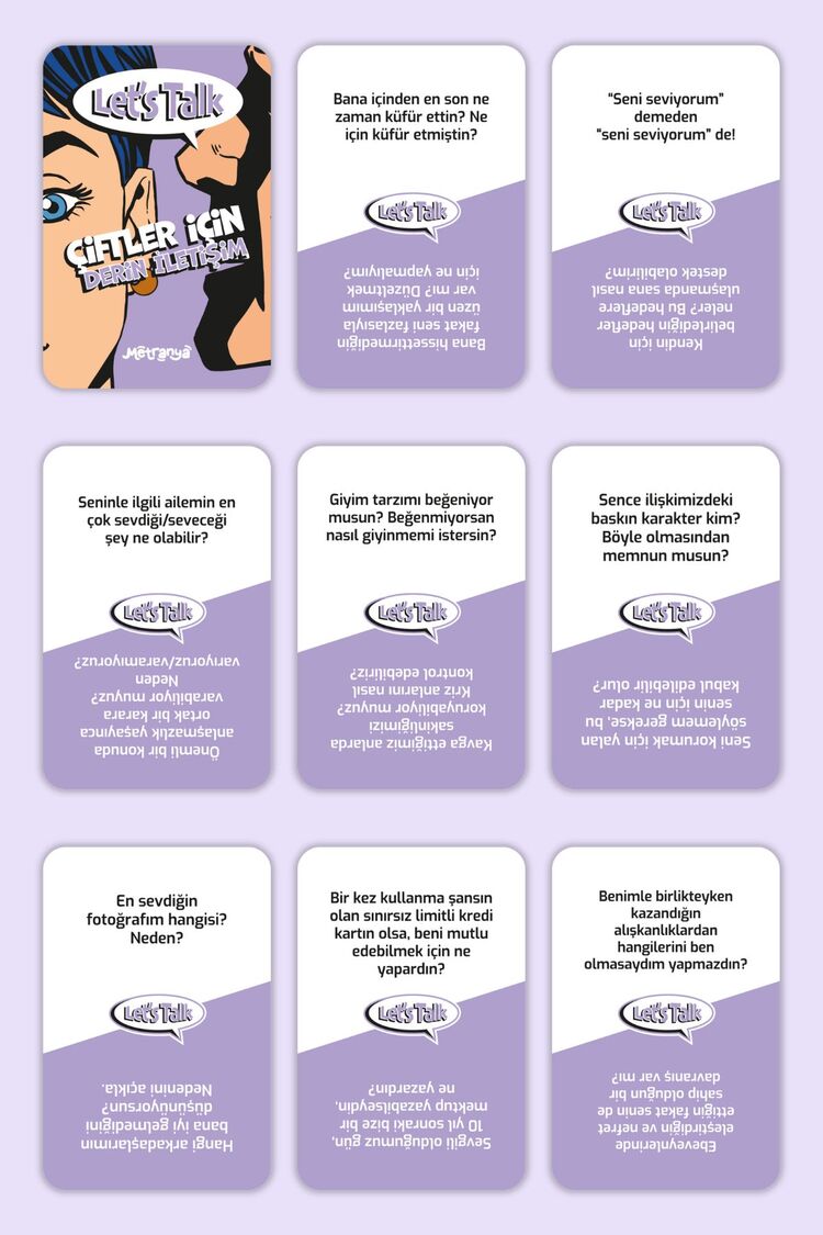 Let's Talk Serisi Üçlü Set Konuşma Kartları Tanışalım mı Çiftler İçin Derin İletişim