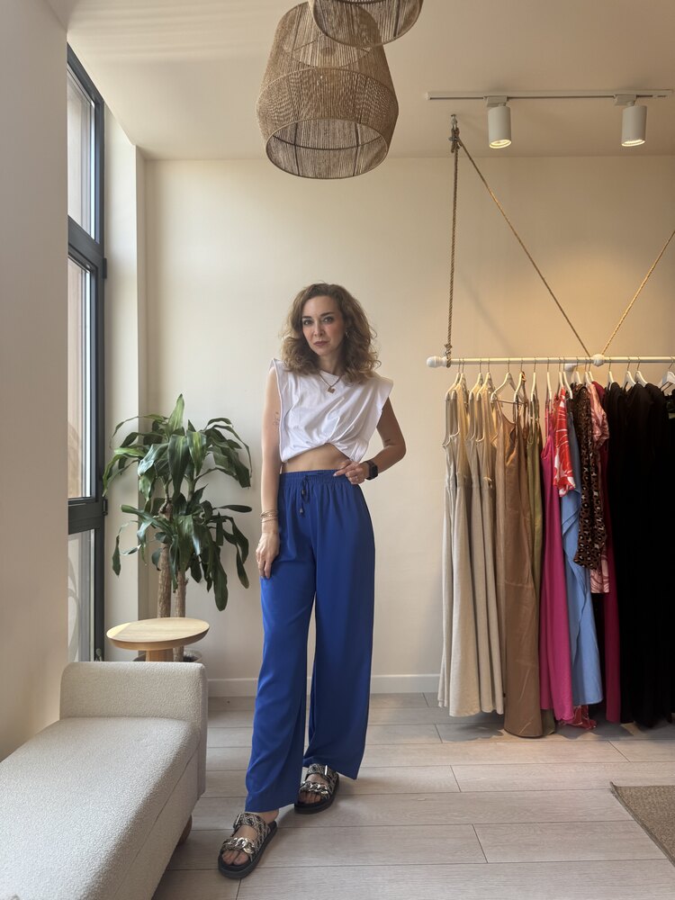 Saks Mavisi Dökümlü Pantolon