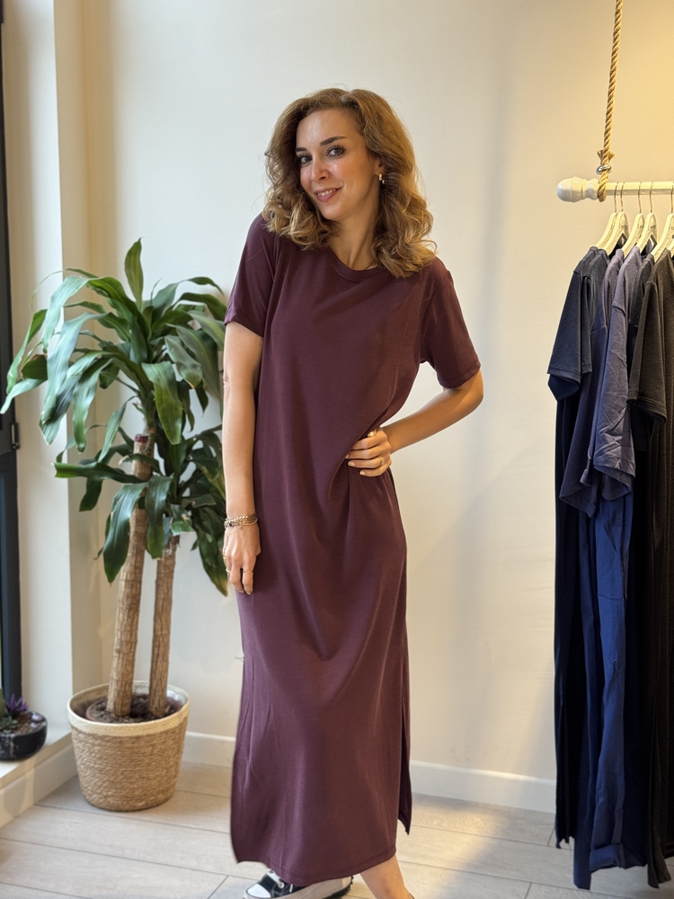 Oysh Yırtmaçlı Elbise (BORDO)