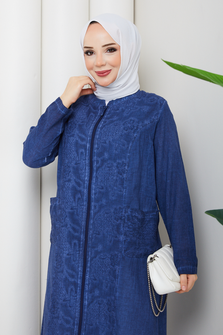YP02 LACİVERT | %100 PAMUKLU KETEN FERACE