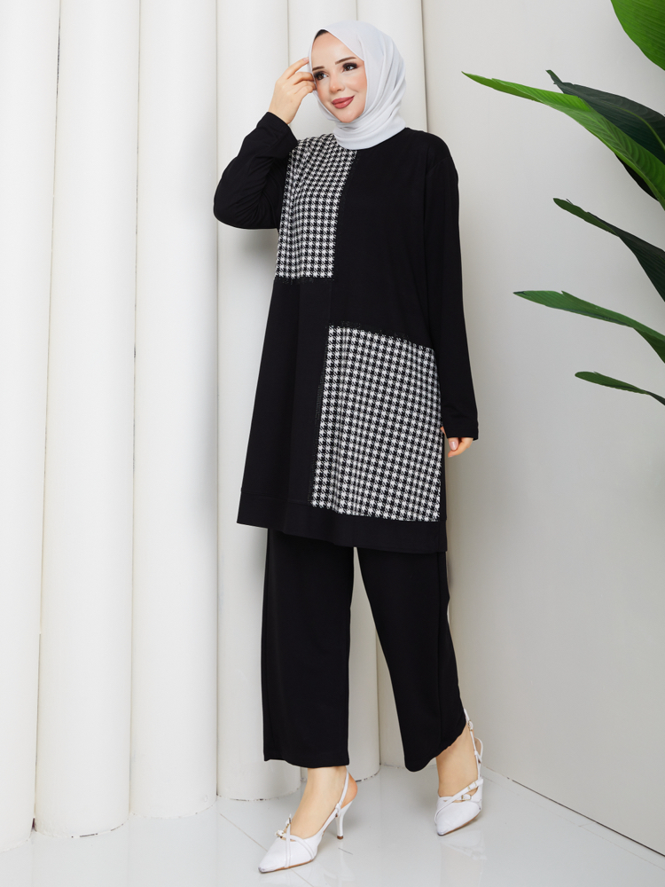 KP09 SİYAH KRİSTAL PANTALONLU TAKIM 