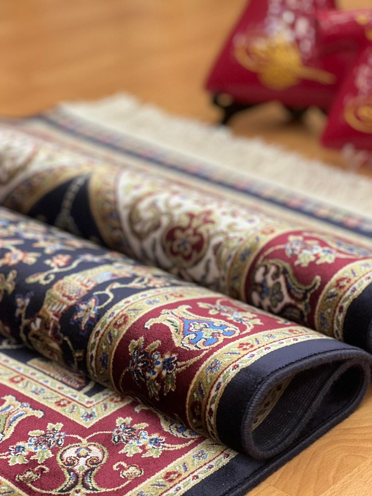 Mihraplı Ağaç Hayatı Desenli 70x120 CM İpek Seccade Lacivert