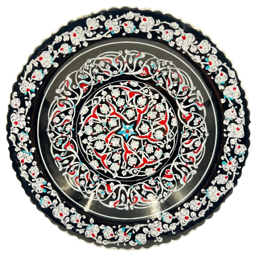 Yıldız Desenli El Yapımı Dekoratif Çini Tabak