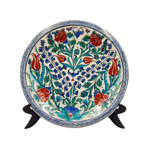 Dekoratif Seramik Renkli Karanfil ve Çiçekler 30 CM Tabak