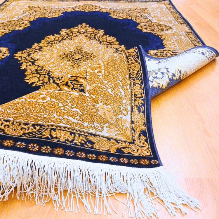 Elmas Motifli 90 x 150 CM İpek Halı Mavi
