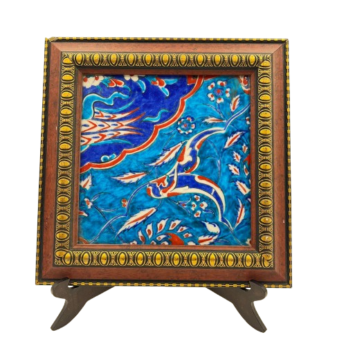 Dekoratif Seramik Rumi ve Haliç Motifli Çerçeveli Çini Tablo
