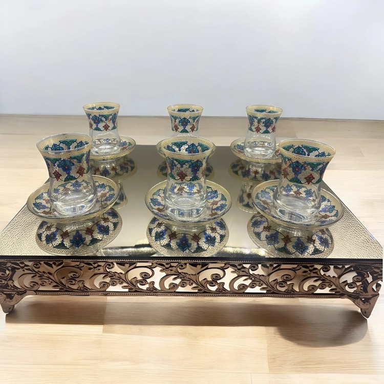 Haliç Desenli Osmanlı 6 Kişilik Çay Bardağı Seti
