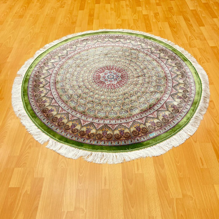 Yuvarlak Geometrik Desenli 250 x 350 CM İpek Halı