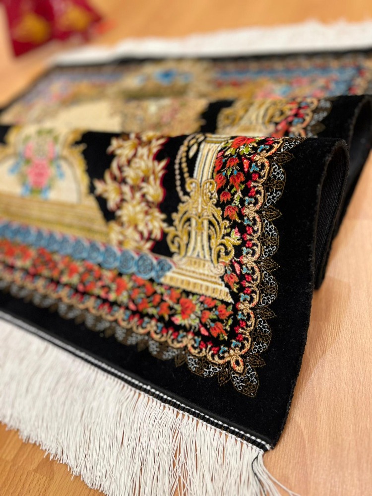 Osmanlı Tarzı Siyah İran İpek Seccade