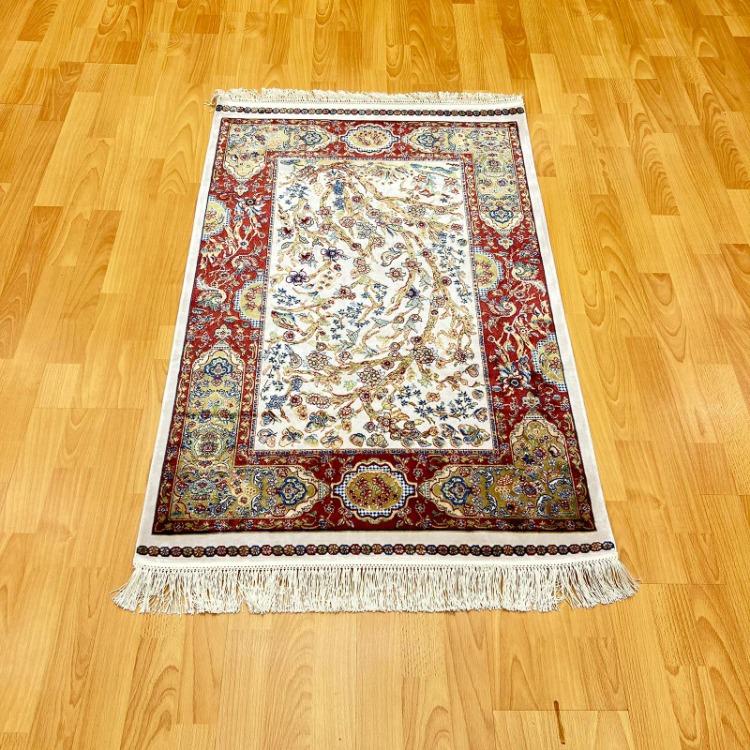 Hayat Ağacı Desenli 400 X600 cm İpek Halı Bordo