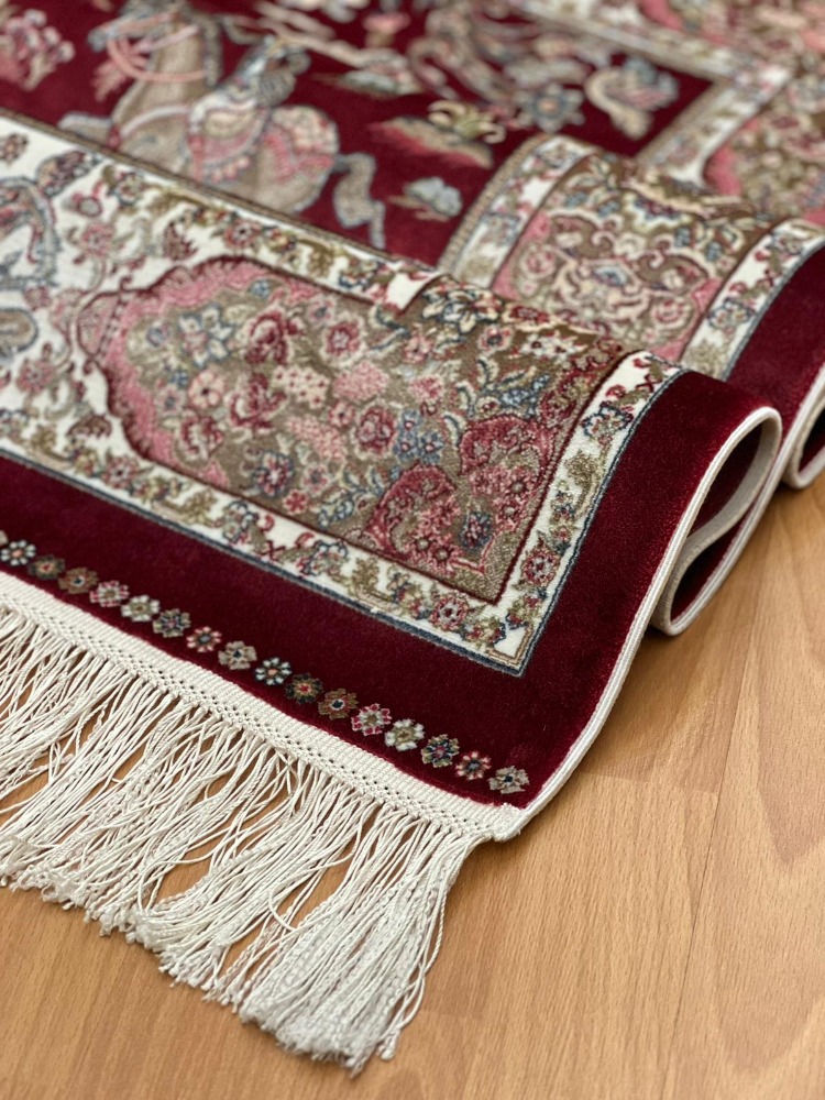 Şehname Motifli 80 X 120 cm İpek Halı Bordo