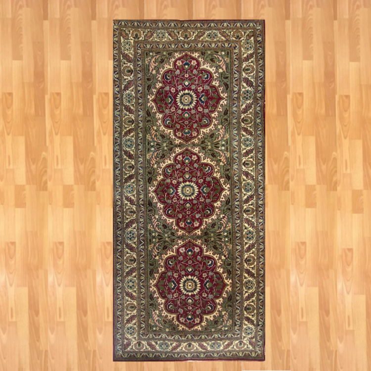 Kayseri Üçlü Şah Abbas Madalyon Motifli 218 x 90 El Dokuma Halı