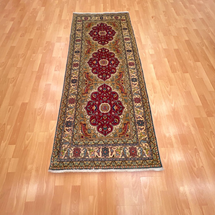 Kayseri Üçlü Şah Abbas Madalyon Motifli 218 x 90 El Dokuma Halı