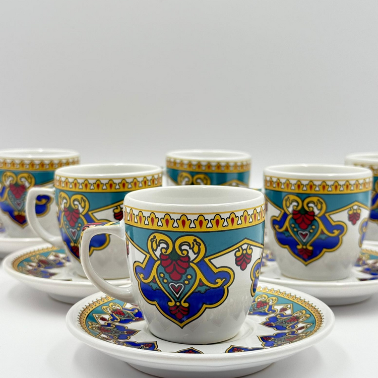 Osmanlı Motifli 6 Kişilik Kahve Fincan Takımı