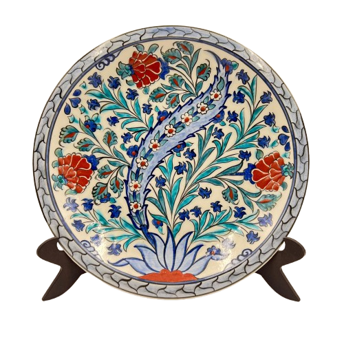 Dekoratif Seramik Renkli Karanfil 30 CM Tabak