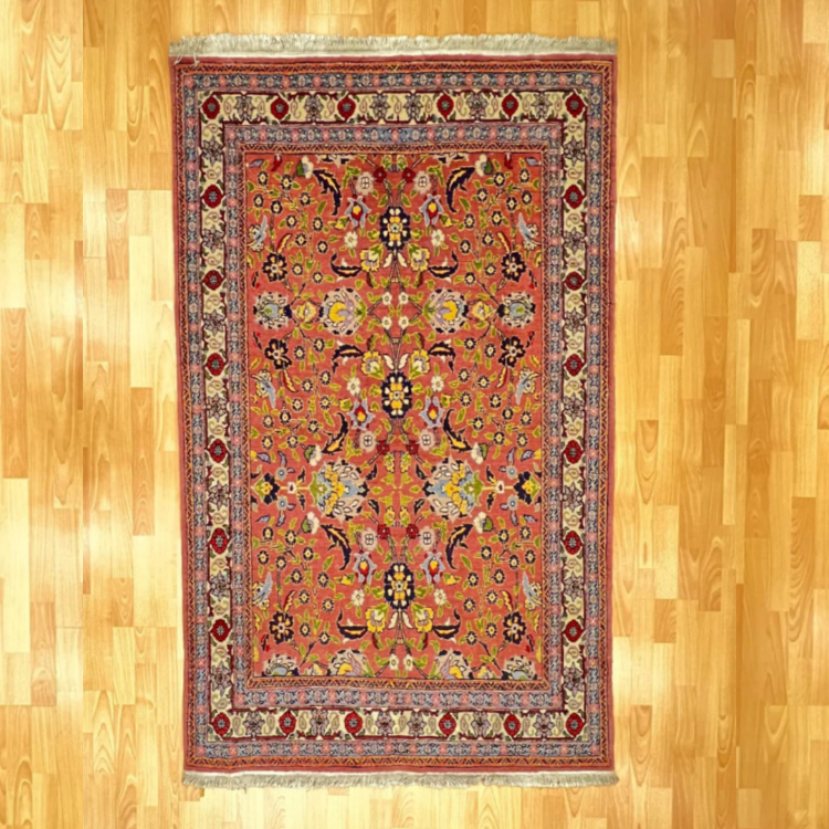 Hereke 197x 128 Yedi Dağın Çiçeği Motifli El Dokuma Halı