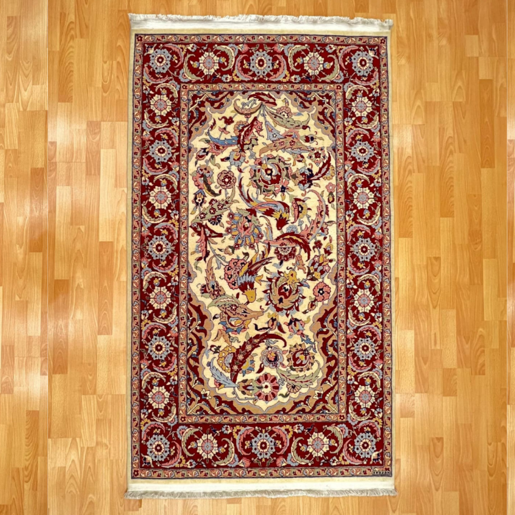 Hereke 203 x 121 Cennet Kuşları Desenli El Dokuma Halı