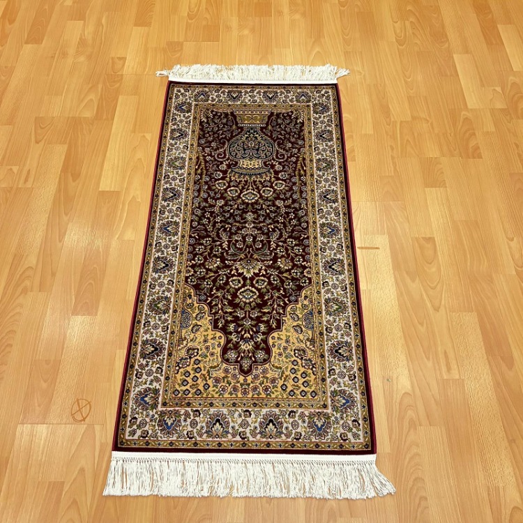 Mihrâb-ı Gülzâr Motifli 60x120 CM İpek Seccade Bordo