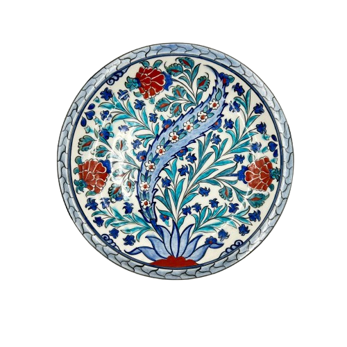 Dekoratif Seramik Renkli Karanfil 30 CM Tabak