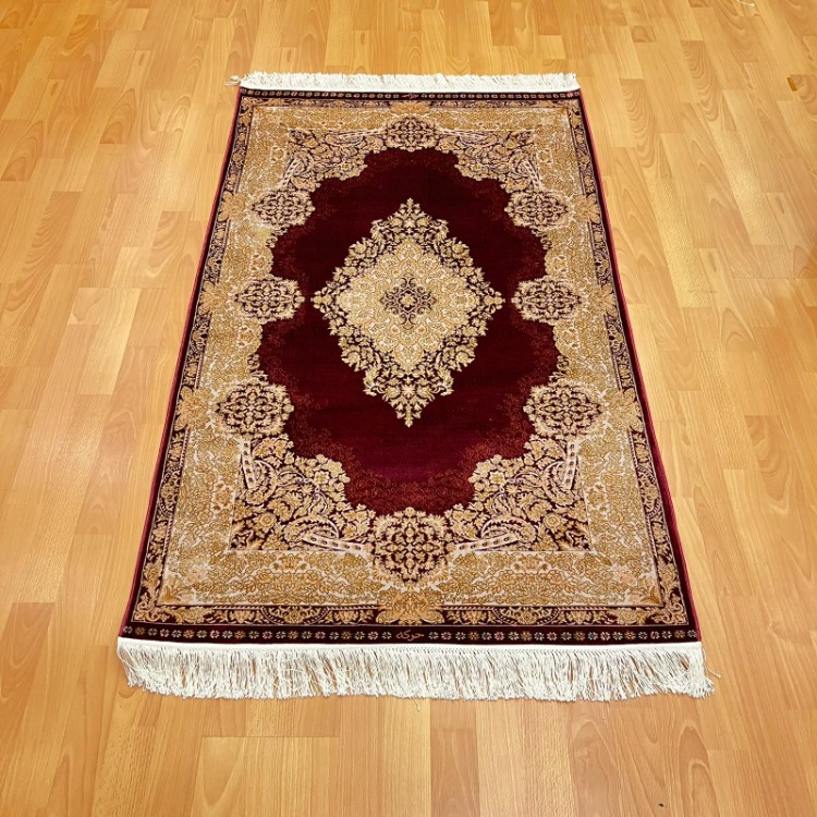 Elmas Motifli 90 x 150 CM İpek Halı Bordo