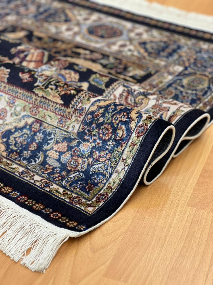 Şehname Motifli 80 X120 CM İpek Halı Siyah